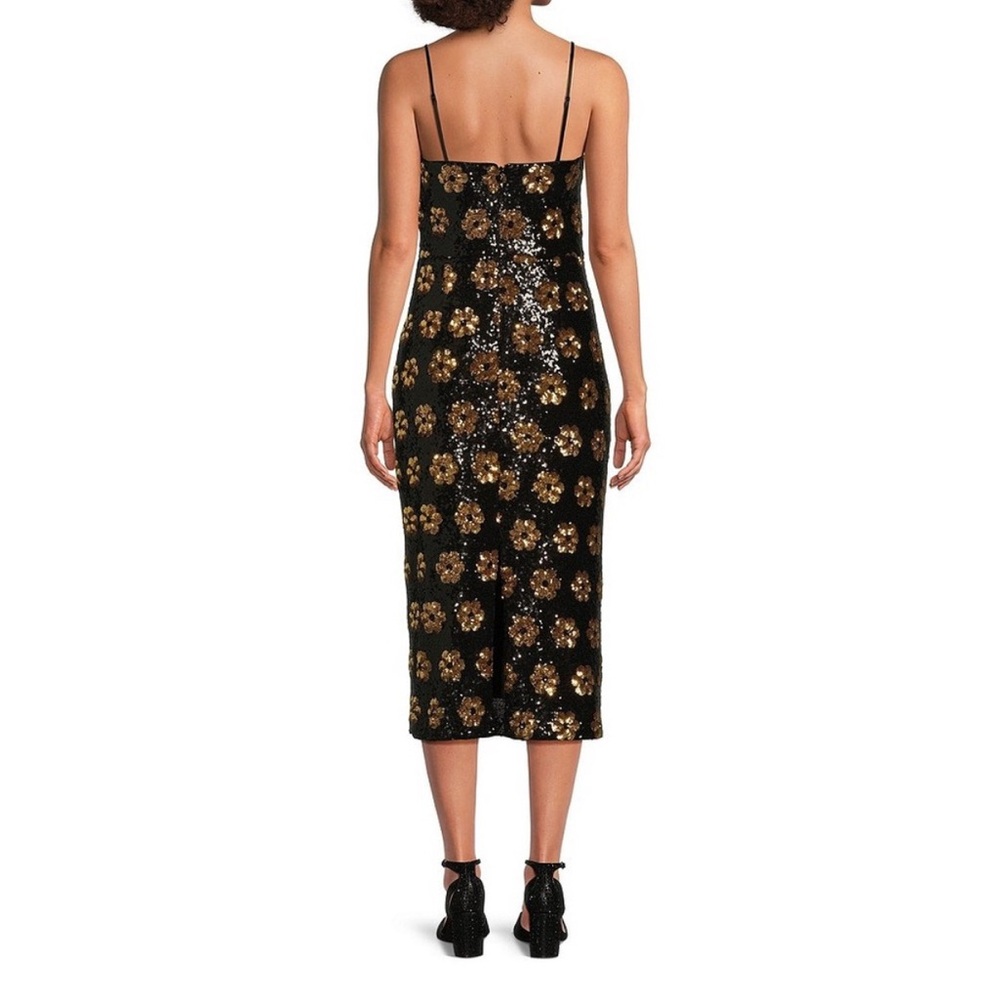 Elegant Black and Gold Floral Dress - Picture 2 of 13